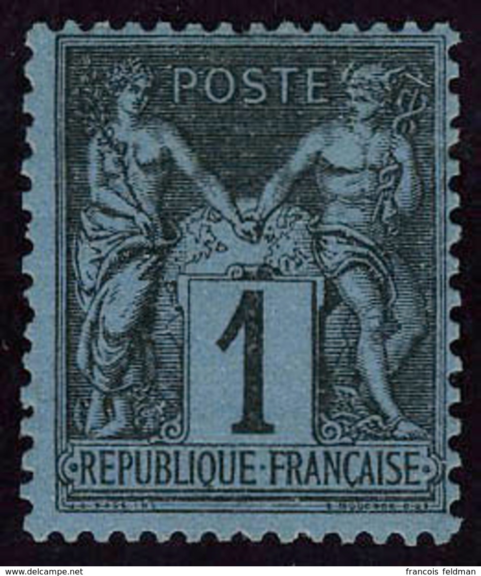 Neuf Avec Charnière N° 84, 1c Noir Sur Bleu De Prusse, Bon Centrage, Cl, Jolie Nuance, Superbe, Rare, Signé Calves + Cer - Sonstige & Ohne Zuordnung