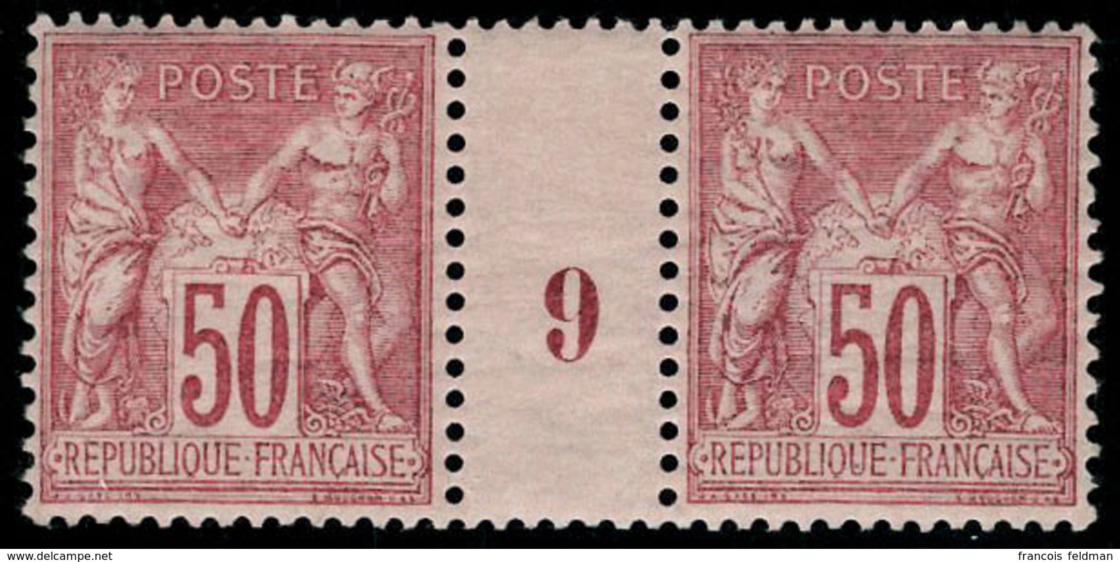 Neuf Sans Charnière N° 98, 50c Rose, Paire Millésime 9, Centrage Parfait, Superbe - Andere & Zonder Classificatie