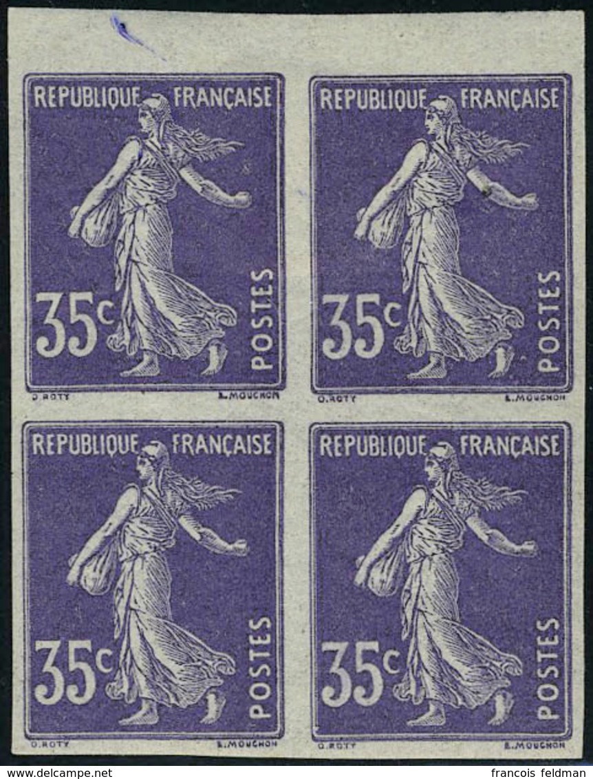 Neuf Sans Charnière N° 142c, 35c Violet Type Semeuse, Bloc De 4 Non-dentelé, Bdf, TB, Cote Maury (2 Ex. *) - Other & Unclassified