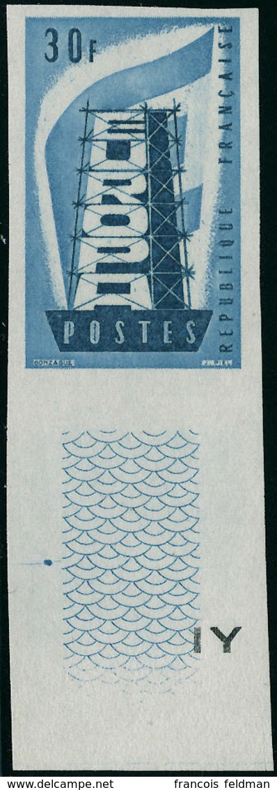 Neuf Sans Charnière N°1076/1077. Europa 1956. La Paire Essai De Couleur, Non Dentelée. T.B. - Sonstige & Ohne Zuordnung