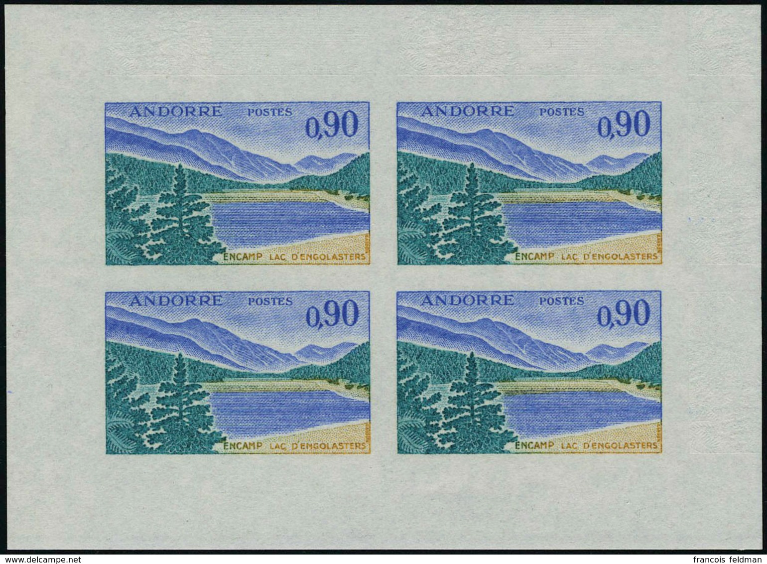 Neuf Sans Charnière N° 163Aa, 90c Vert Et Ocre Bleu, Mini Bloc De 4 ND T.B. - Andere & Zonder Classificatie