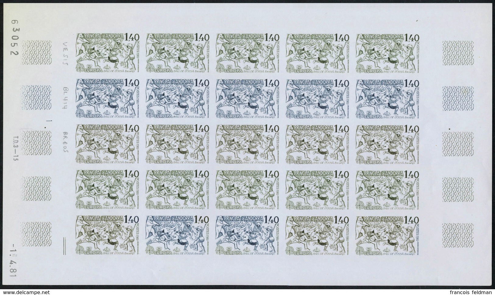 Neuf Sans Charnière N° 292/3, Europa 1981, Feuille Complète De 25ex, Essai De Couleur, ND, T.B. - Other & Unclassified