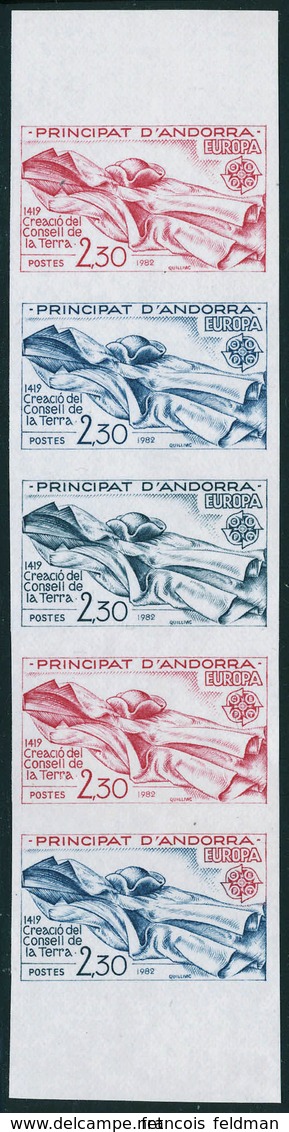 N° 300/01, La Paire Europa 1982 En 2 Bandes De 5ex ND, Essais De Couleurs + La Même En 2 épreuves De Luxe + épreuve De L - Andere & Zonder Classificatie