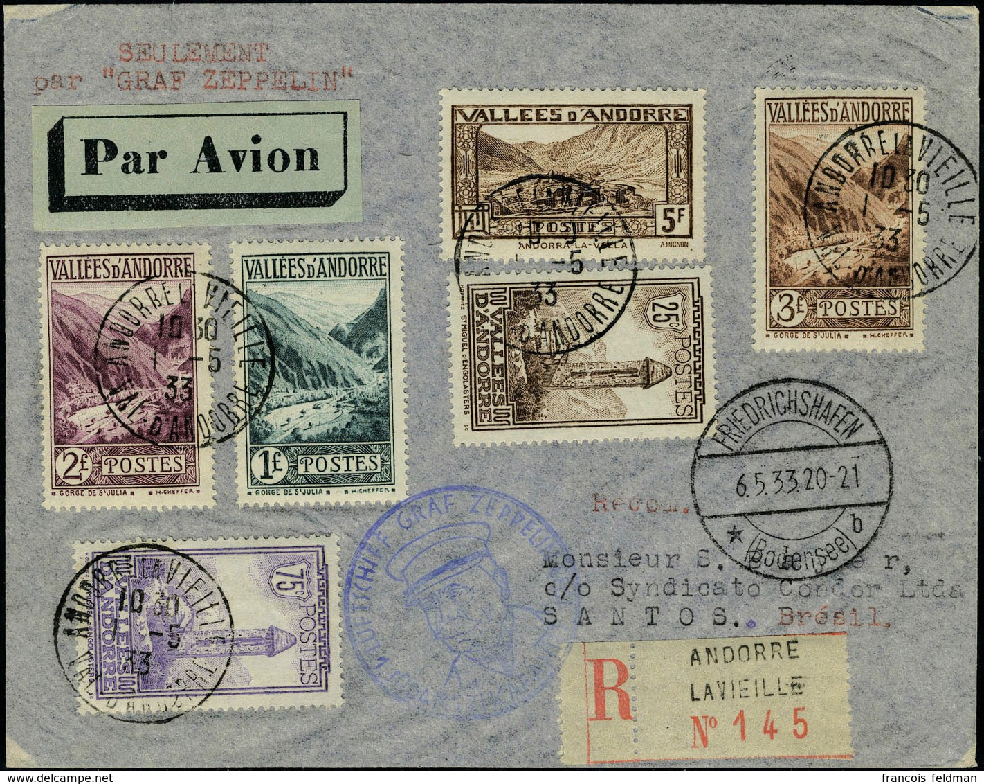 Lettre Zeppelin 1er SAF 1933 Pour Le Brésil, Superbe - Andere & Zonder Classificatie