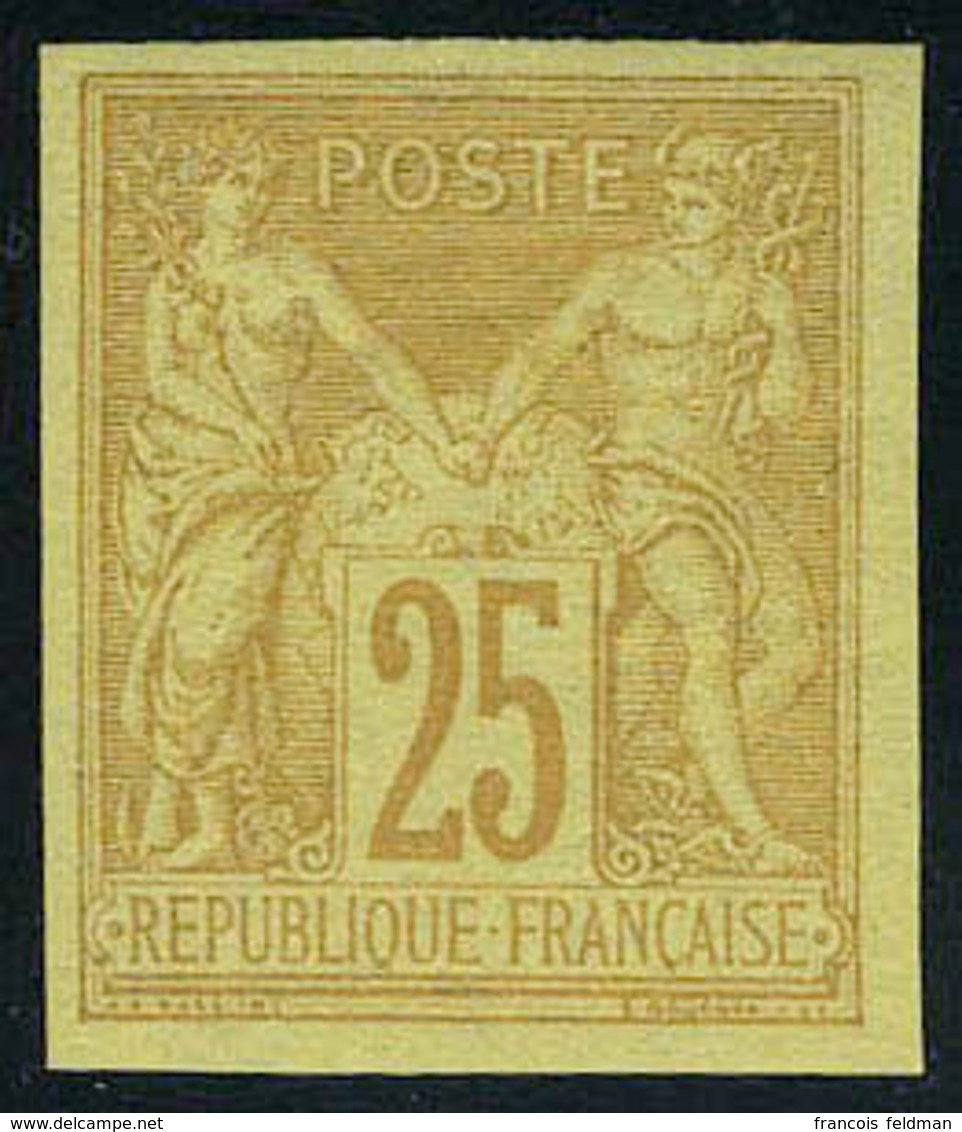 Neuf Avec Charnière N° 44, 25c Jaune Bistre T.B. Signé - Andere & Zonder Classificatie