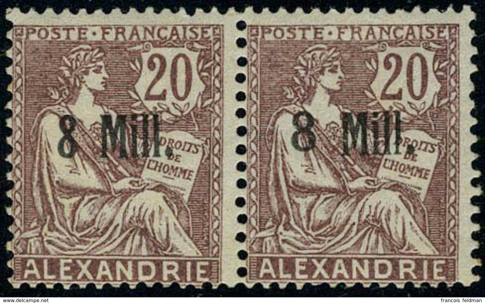 Neuf Avec Charnière N° 41a, 8m Sur 20c Type II, Tenant A Normal En Paire T.B. - Andere & Zonder Classificatie