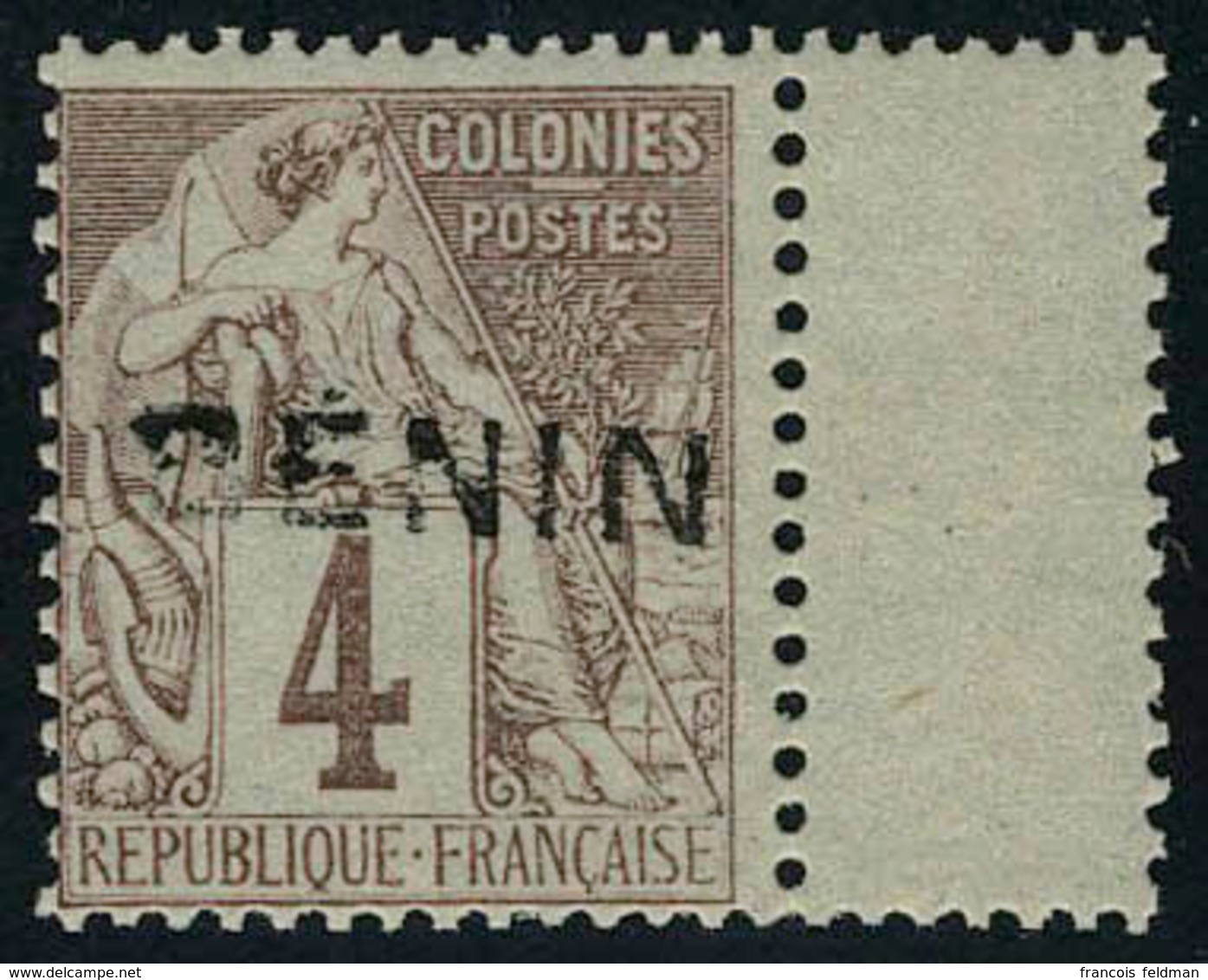 Neuf Sans Charnière N° 3, 4c Lilas Brun Sur Gris Surcharge Noire Type IV Bdf, T.B. Maury 28 - Andere & Zonder Classificatie