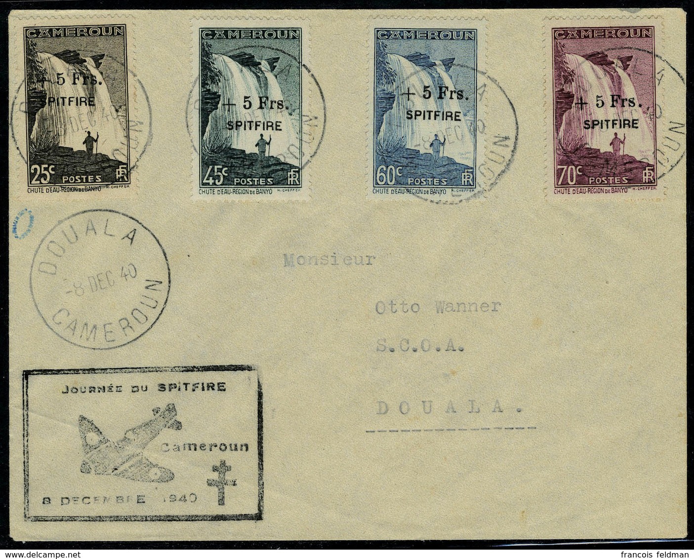 Lettre N° 236/9, La Série Spitfire Sur L Obl Douala 8.12.40 + Cachet Spécial, T.B. - Andere & Zonder Classificatie