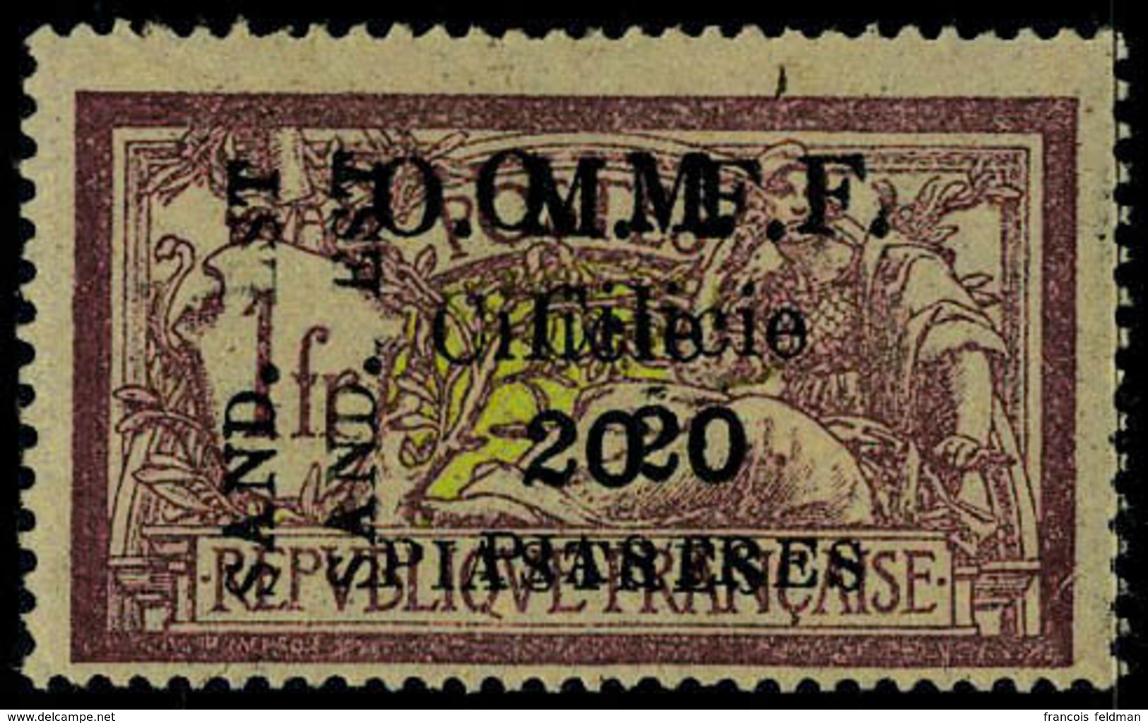 Neuf Avec Charnière N° 104d, 20p Sur 1f Double Surcharge T.B. Rare Signé Miro. Maury 750 - Andere & Zonder Classificatie