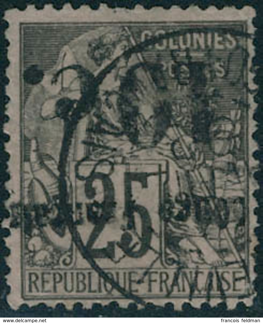 Oblitéré N°5c. 10c S/25c Surcharge Renversée (Type II). Qq. Dents Légèrement Courtes, Sinon T.B. - Andere & Zonder Classificatie