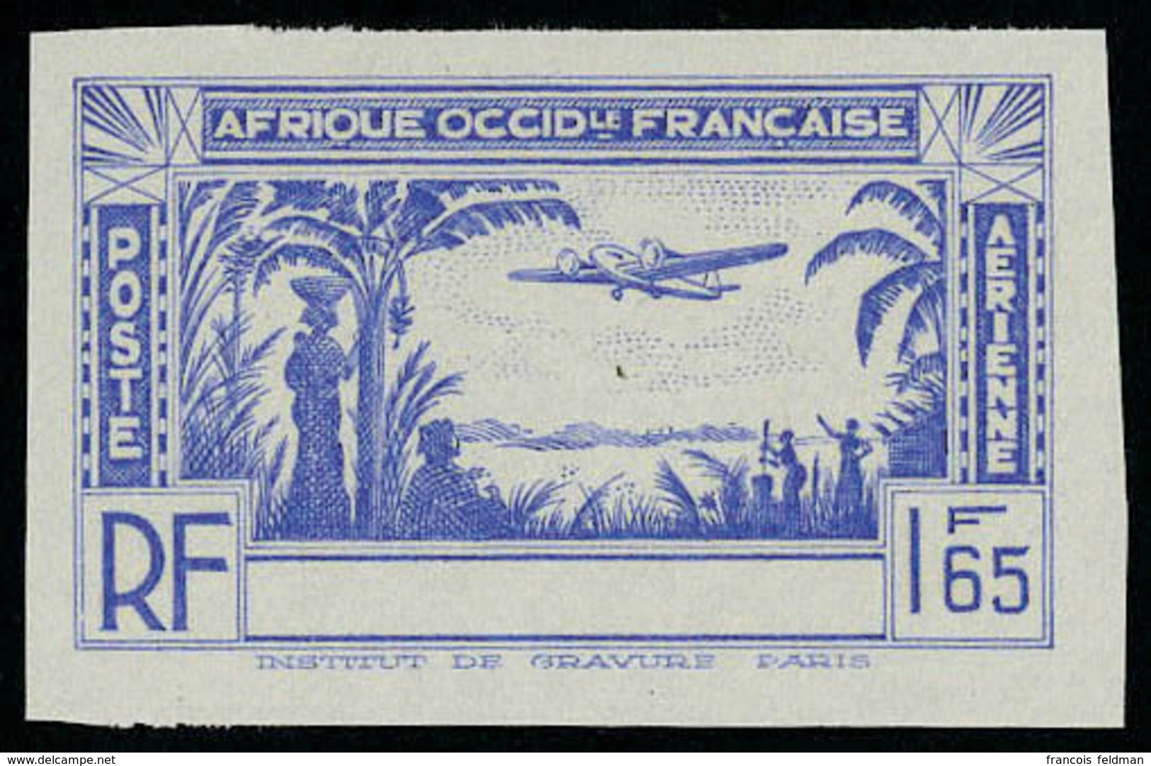 Neuf Sans Gomme Type PA De 1941, 1.65f Bleu Valon Non émise, Sans La Légende Côte D'Ivoire ND, T.B. Maury - Autres & Non Classés