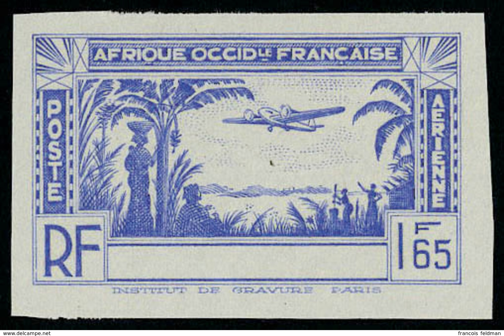 Neuf Sans Gomme Type PA De 1941, 1.65f Bleu Valon Non émise, Sans La Légende Côte D'Ivoire ND, T.B. Maury - Andere & Zonder Classificatie