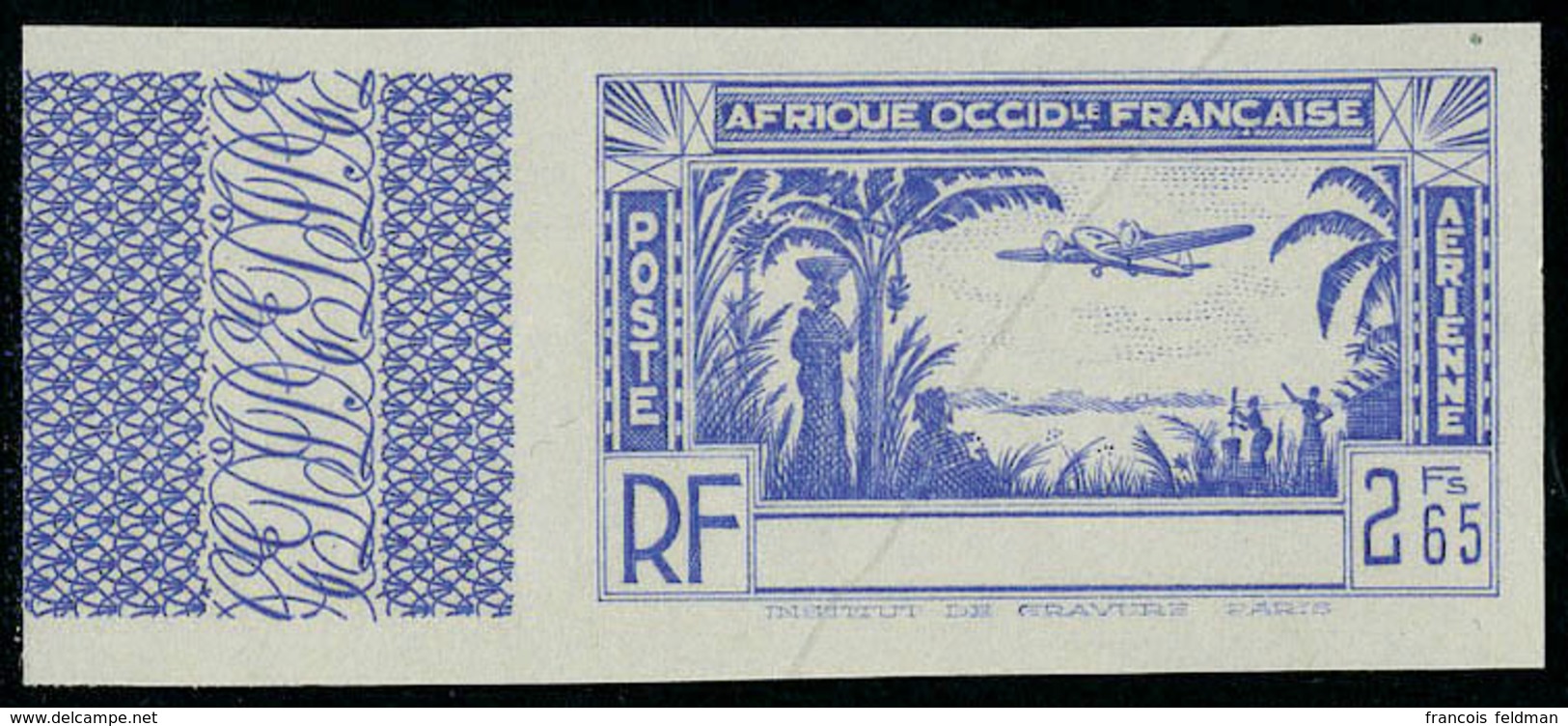 Neuf Sans Gomme Type PA De 1940,  2.65f Bleu Sans Légende Côte D'Ivoire, ND, Non émis, Bdf, T.B. - Andere & Zonder Classificatie