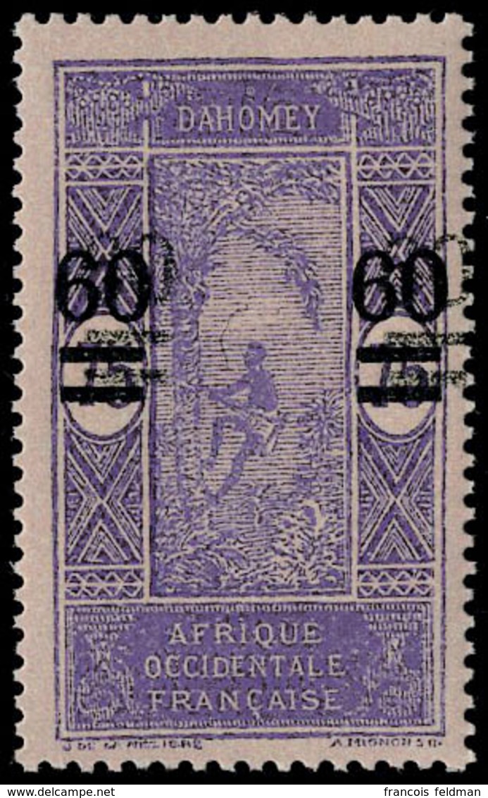Neuf Sans Charnière N° 66a, 60 Sur 75c Violet Sur Rose Double Surcharge T.B. Signé JF Brun - Other & Unclassified