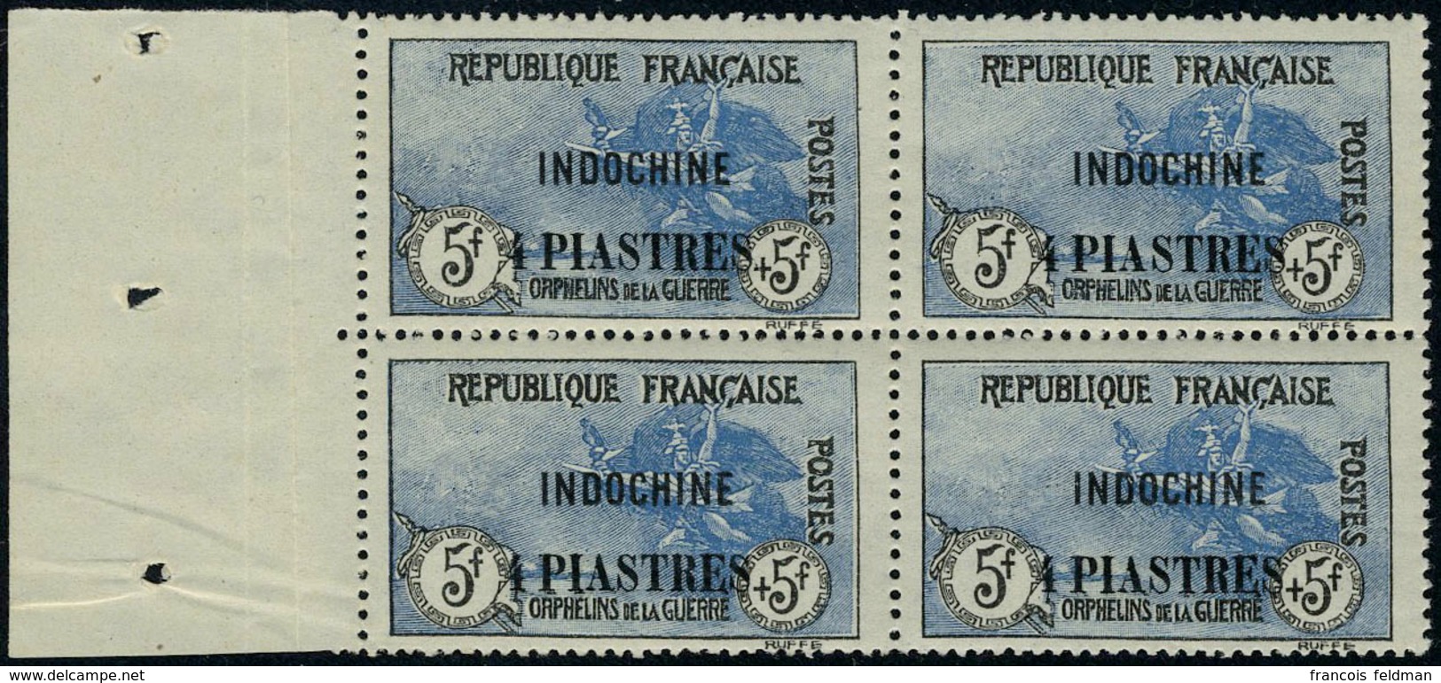 Neuf Sans Charnière N° 95, 5f + 5f Orphelins, Bloc De 4 Bdf, TB, Rare - Other & Unclassified