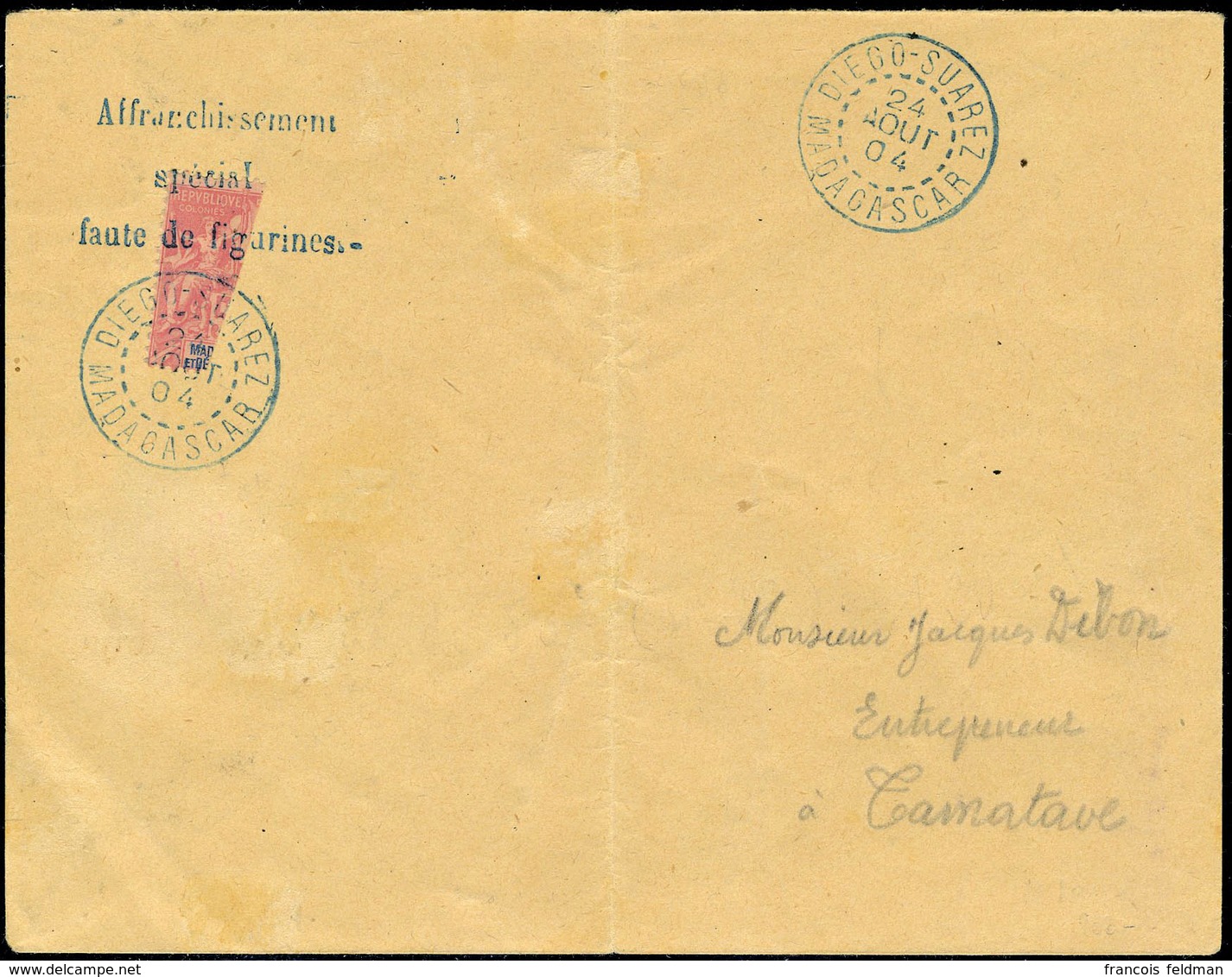 Lettre N° 88, Moitie De 50c De Madagascar Surchargé Affranchissement Spécial Sur L Càd Diego Suarez 24 Aout 04 Pour Tama - Andere & Zonder Classificatie