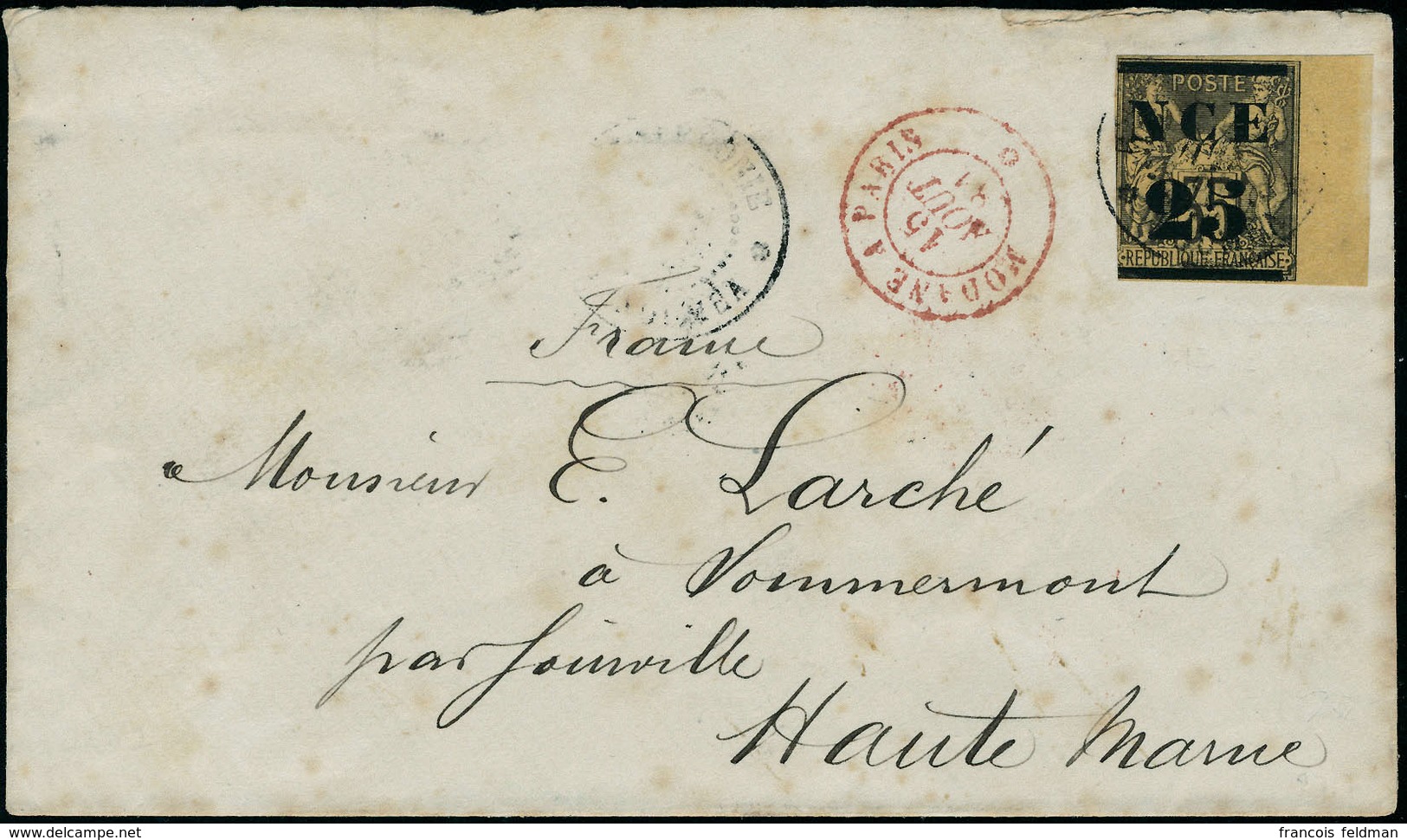 Lettre N° 4. 25s/35, Bdf, Lég. Touché à Gauche, S/L Obl. Nouméa + Ambulant Modane à  Paris,  Cachet Au Verso Joinville S - Andere & Zonder Classificatie