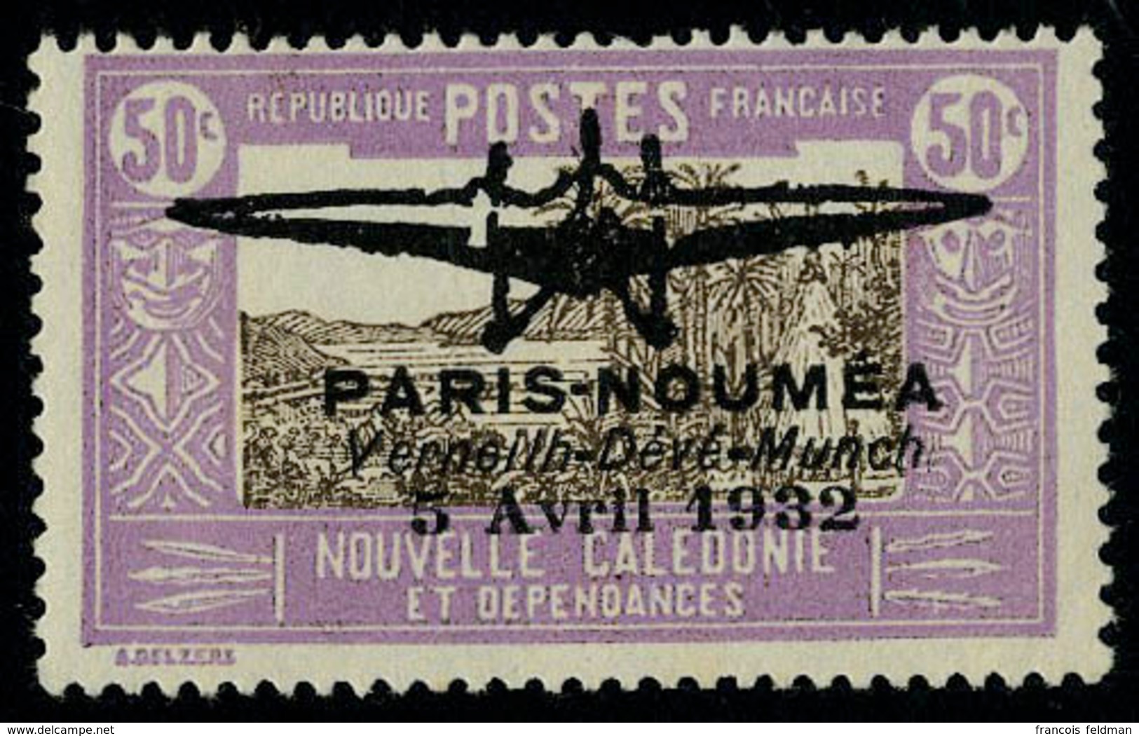 Neuf Sans Charnière N° 1/2, La Paire Paris Nouméa 5 Avril 1932 T.B. Signé - Otros & Sin Clasificación