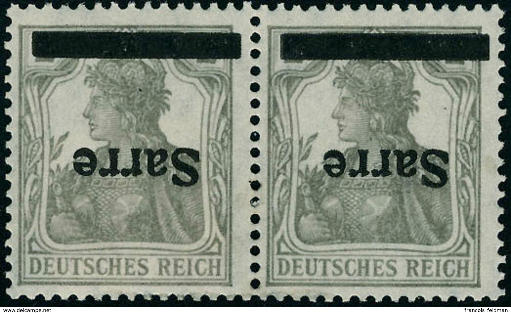 Neuf Avec Charnière N°1a. 2Pf Gris. Paire Horizontale. Surcharge Renversée. T.B. (Michel 1K) - Otros & Sin Clasificación