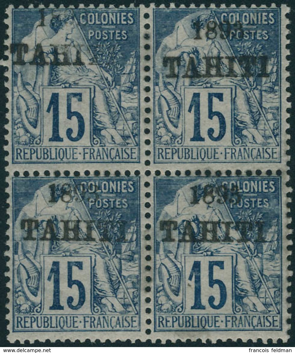 Neuf Avec Charnière N°24. 15c Bleu. Bloc De 4. T.B. - Andere & Zonder Classificatie