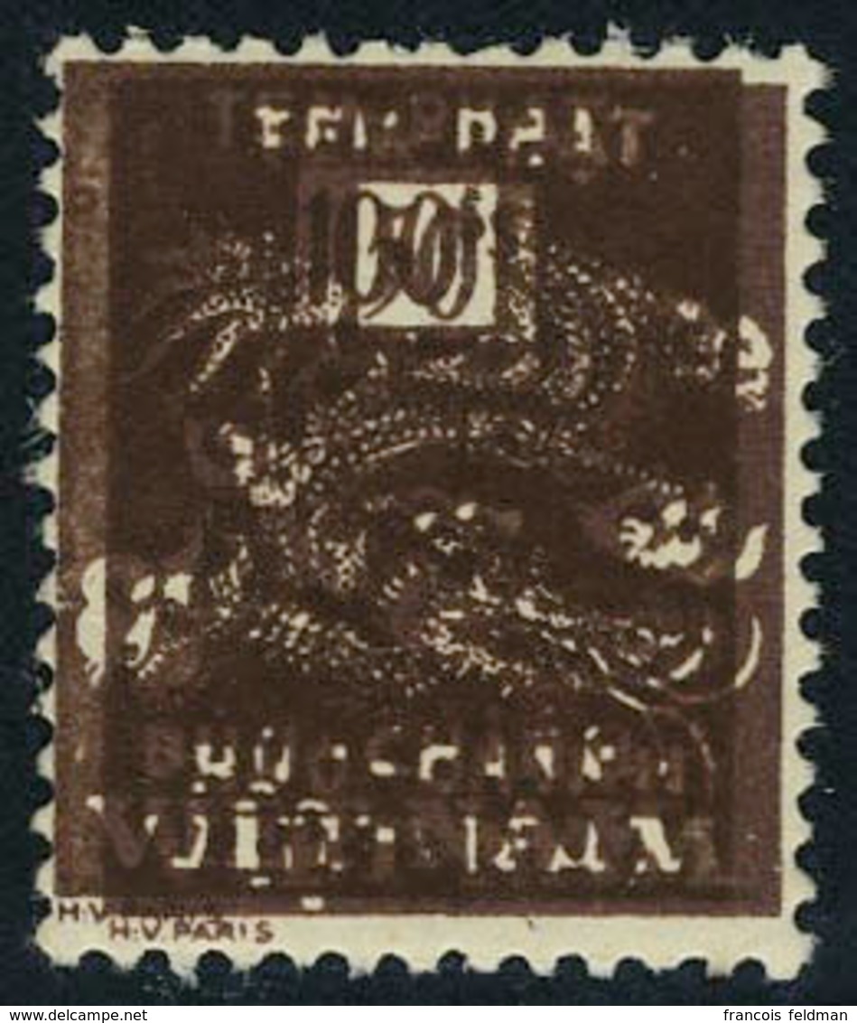 Neuf Sans Charnière N° 13, Double Impression 50 Pi Et 100 Pi Unicolore Brun, TB, Rare, Signé Brun - Andere & Zonder Classificatie