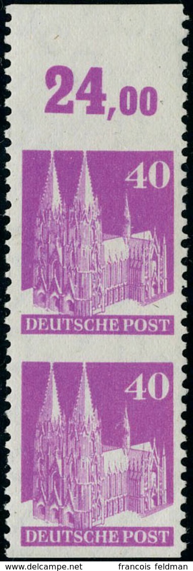 Neuf Sans Charnière N° 58, 40Pf Lilas-rose, Paire Verticale Haut De Feuille, Non-dentelé Horizontal, TB - Andere & Zonder Classificatie