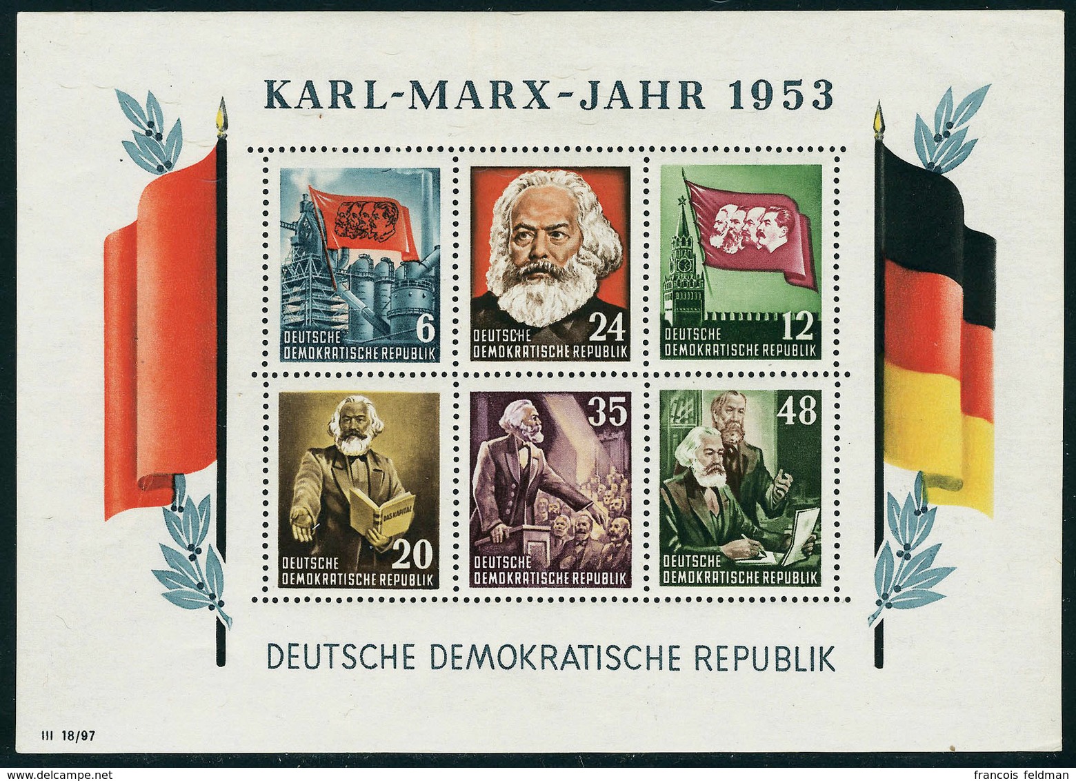 Neuf Sans Charnière N° 2/3, Blocs Karl Marx, 2 BF Dentelés + 2 BD ND, T.B. - Other & Unclassified