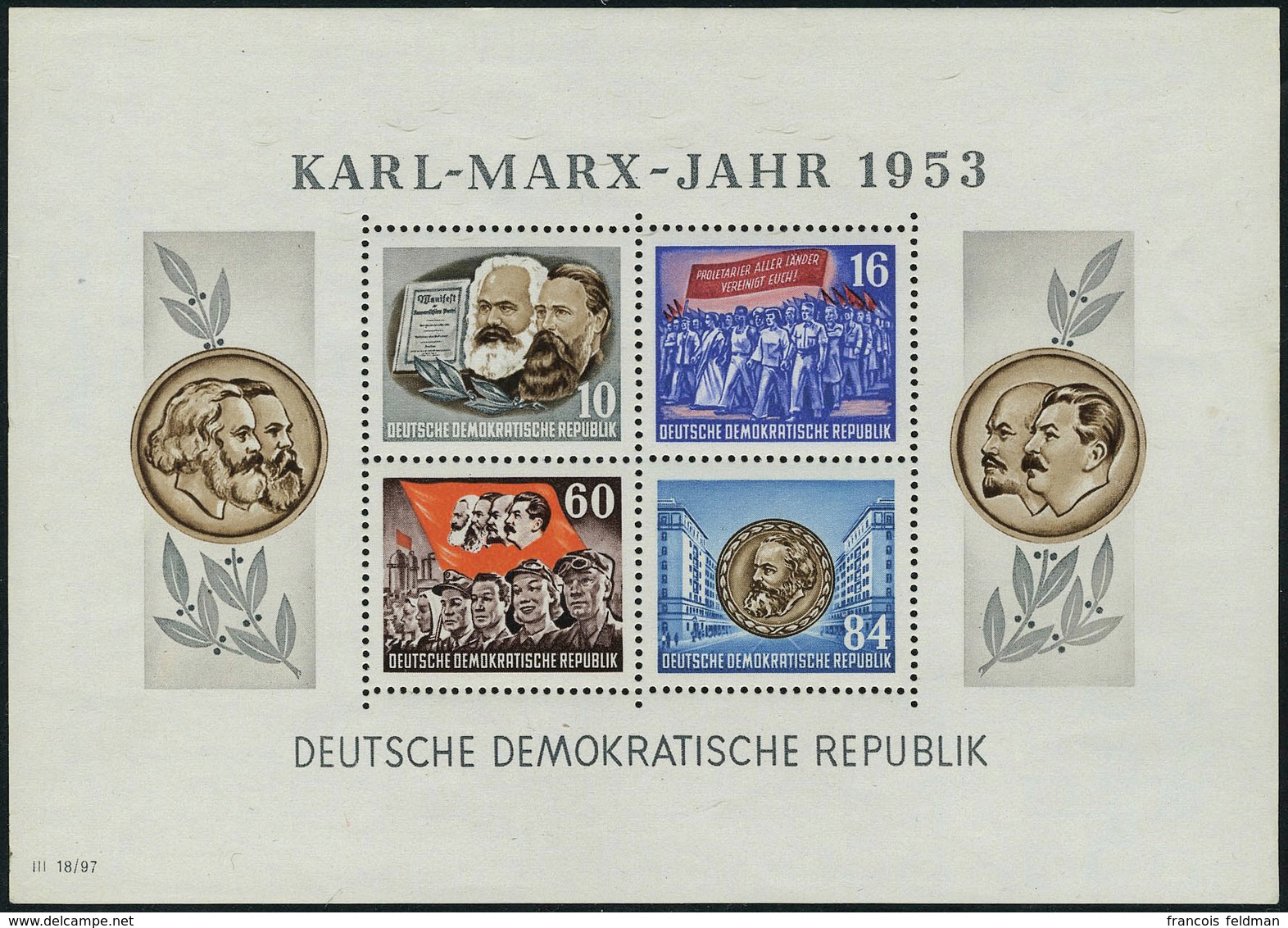 Neuf Sans Charnière N° 2/3, Blocs Karl Marx Dentelés BF 2 ND Petites Adhérences T.B. - Andere & Zonder Classificatie