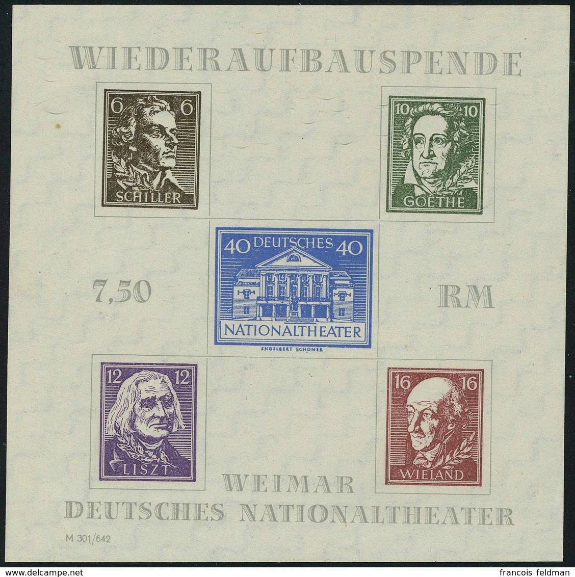 Neuf Sans Charnière N° 3 + 3a, Les 2 Blocs Théatre De Weimar T.B. (BF 3 émis Nsg) T.B. - Andere & Zonder Classificatie