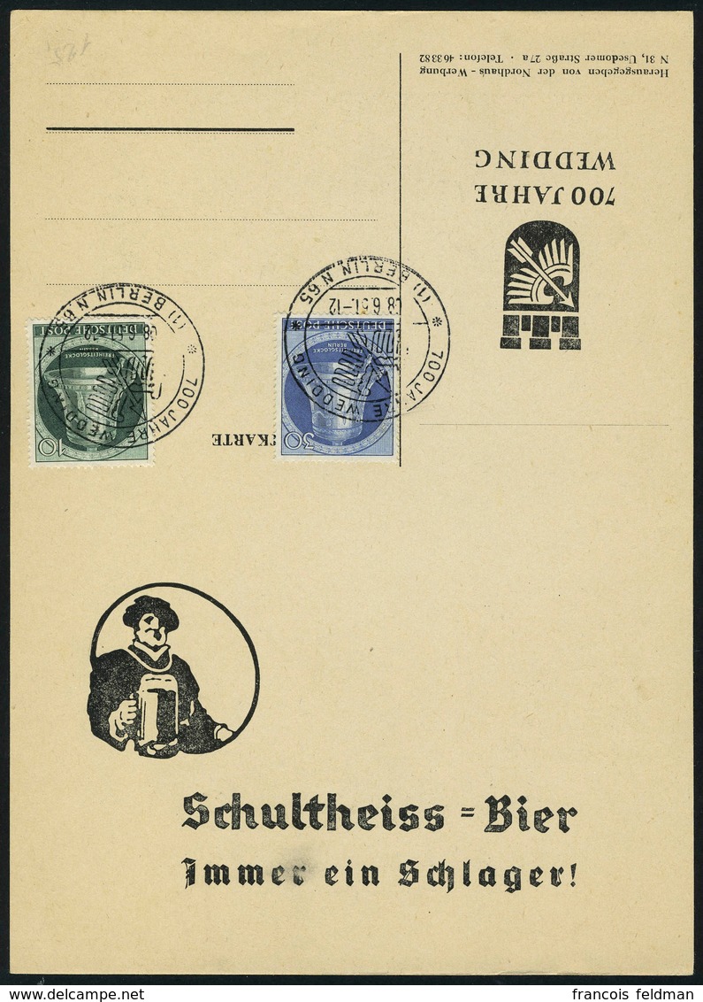 Lettre 62 + 64, Les 2 Valeurs Sur CP Illustrée Schultheiss, Càd 700 Jahre Wedding Berlin 08.6.51 T.B. - Other & Unclassified