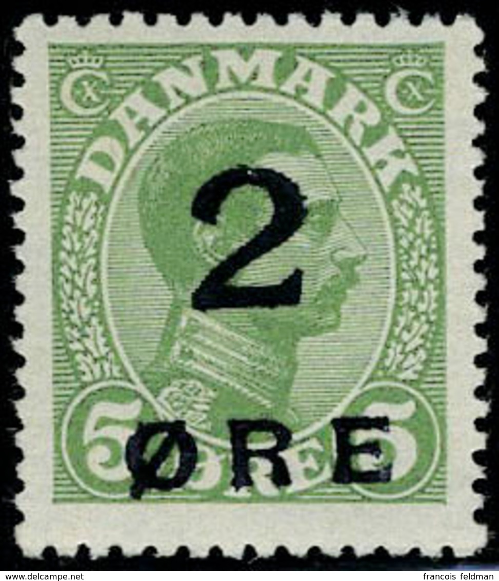 Neuf Sans Charnière N° 121, 2 Ore Sur 5 Vert Jaune, émis Aux Iles Féroe T.B., Rare, Signé Calves + Brun + Certificat - Andere & Zonder Classificatie