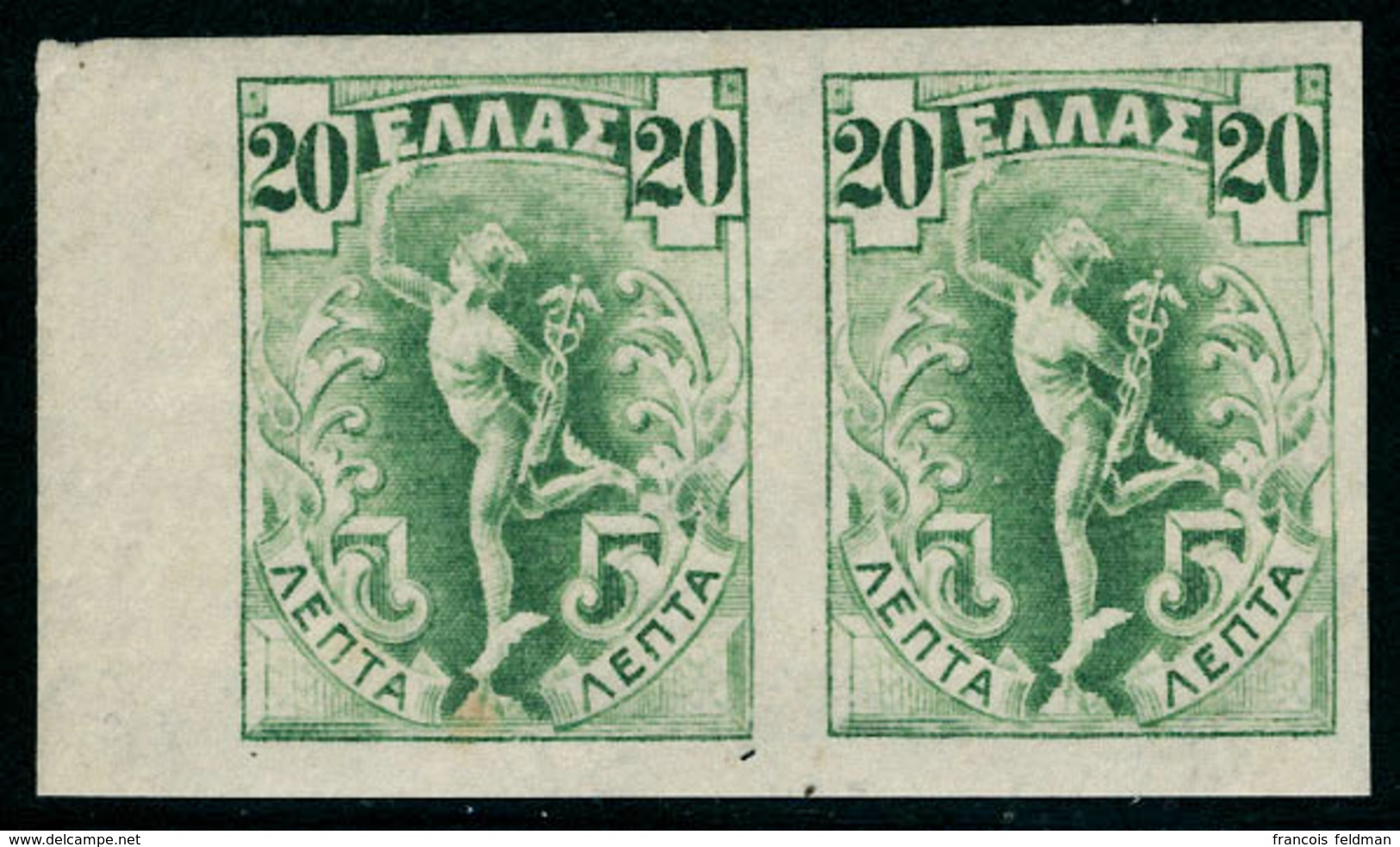 Neuf Avec Charnière Type Mercure De 1901, 1l Brun NSG + 20l Vert-jaune, Les 2 Valeurs En Paires Hor. ND, Essais, T.B. - Sonstige & Ohne Zuordnung