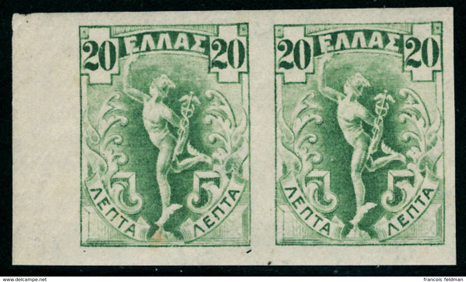 Neuf Avec Charnière Type Mercure De 1901, 1l Brun NSG + 20l Vert-jaune, Les 2 Valeurs En Paires Hor. ND, Essais, T.B. - Andere & Zonder Classificatie