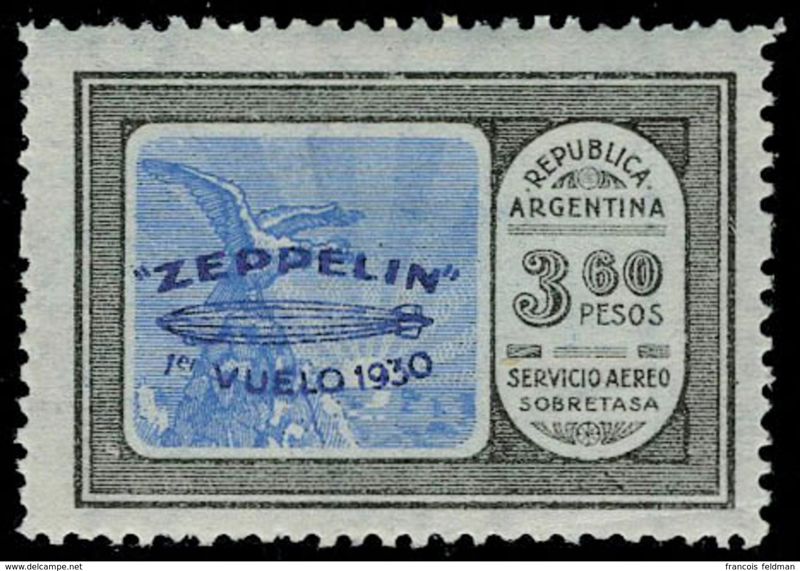 Neuf Avec Charnière N° 19A/F, La Série Zeppelin Surcharge Bleu, T.B. - Altri & Non Classificati