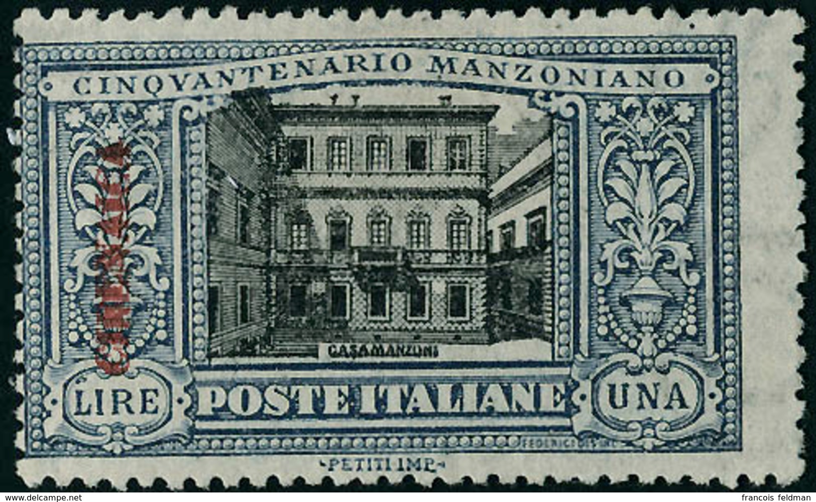 Neuf Avec Charnière N°15b. 1 L Manzoni. Double Surcharge. T.B. Rare (toujours Décentré). Sassone - Otros & Sin Clasificación