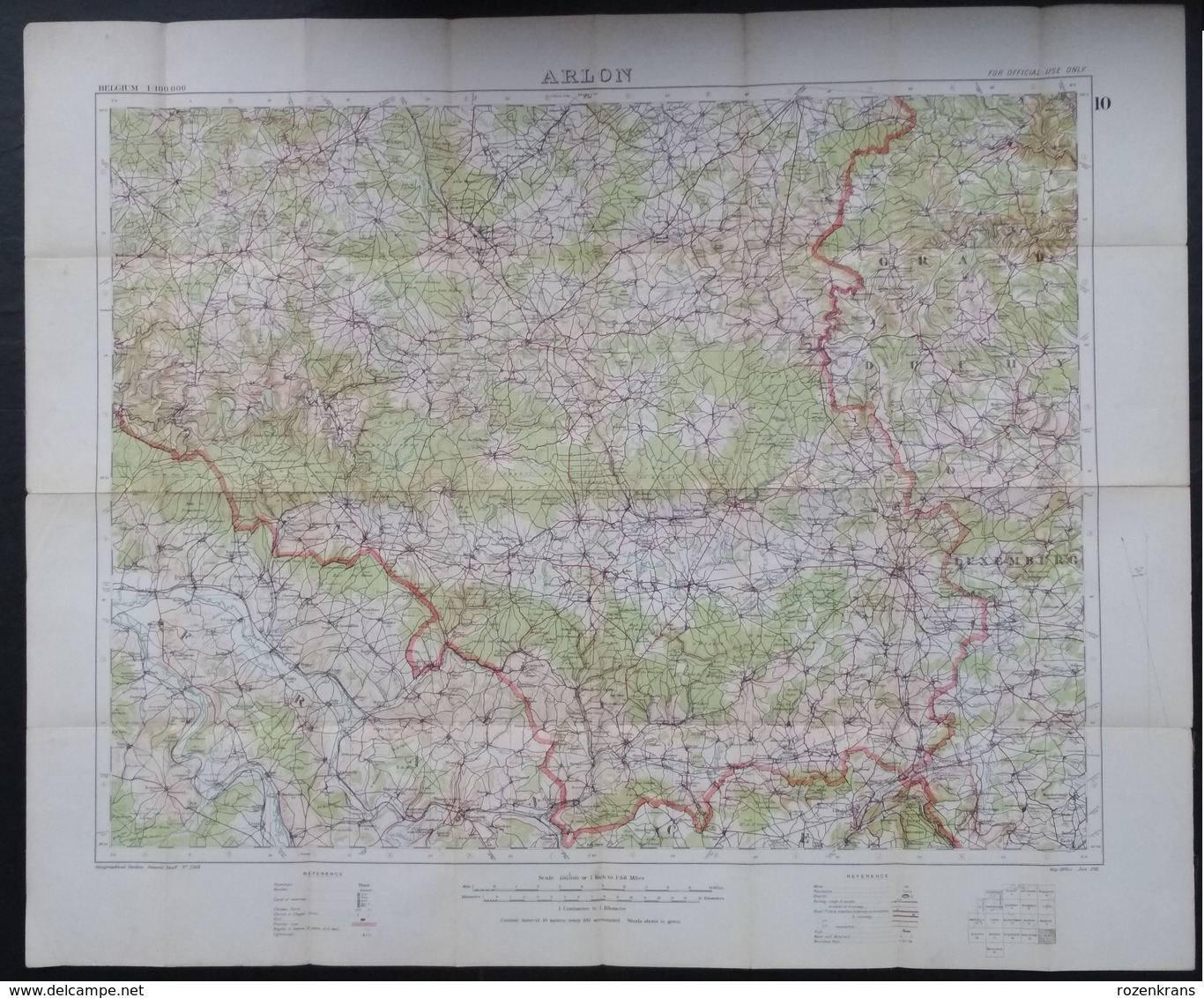 Carte Topographique Militaire UK War Office 1916 World War 1 WW1 Luxembourg Arlon Bahay Martelange Marbehan Oberkorn - Cartes Topographiques