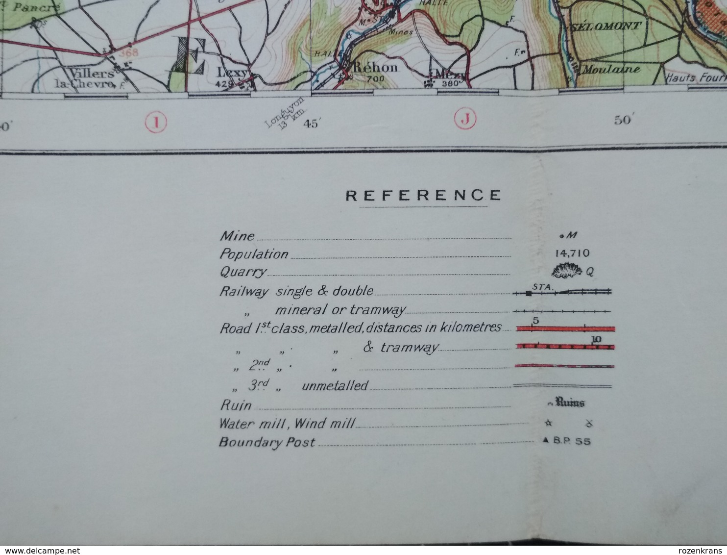 Carte Topographique Militaire UK War Office 1916 World War 1 WW1 Luxembourg Arlon Bahay Martelange Marbehan Oberkorn