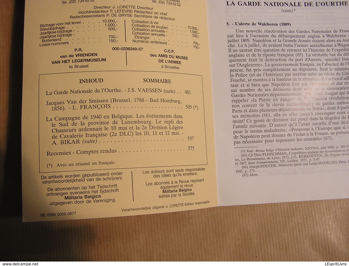 REVUE BELGE D' HISTOIRE MILITAIRE XXVII 7 Guerre 40 45 Sud Luxembourg Arlon Habay Armée Française Garde Nationale Ourthe - History