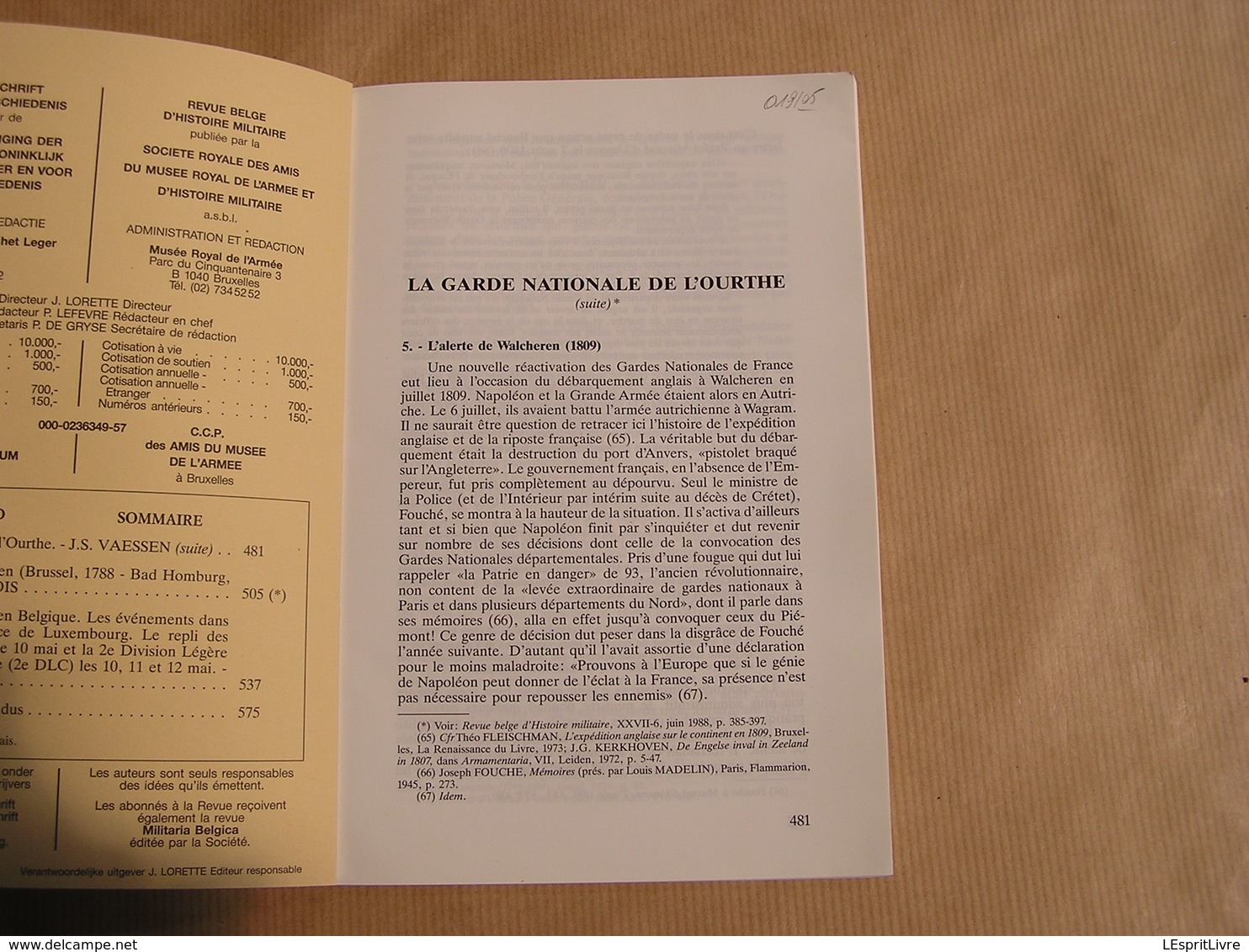 REVUE BELGE D' HISTOIRE MILITAIRE XXVII 7 Guerre 40 45 Sud Luxembourg Arlon Habay Armée Française Garde Nationale Ourthe - Geschiedenis