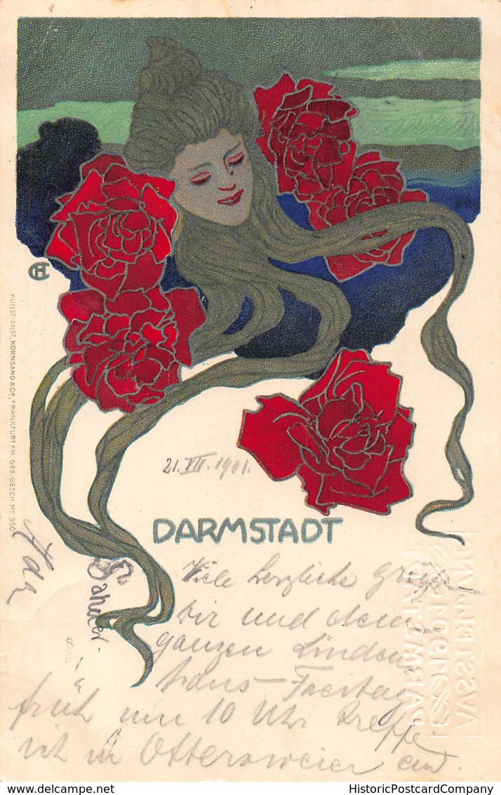 HANS CHRISTIANSEN KUNSTAUSSTELLUNG DARMSTADT ART NOUVEAU 1901 ARTIST SIGNED POSTCARD 40492 - Christiansen