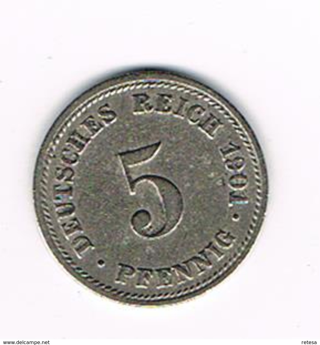 //  DEUTSCHES REICH  5 PFENNIG 1901 D - 5 Pfennig