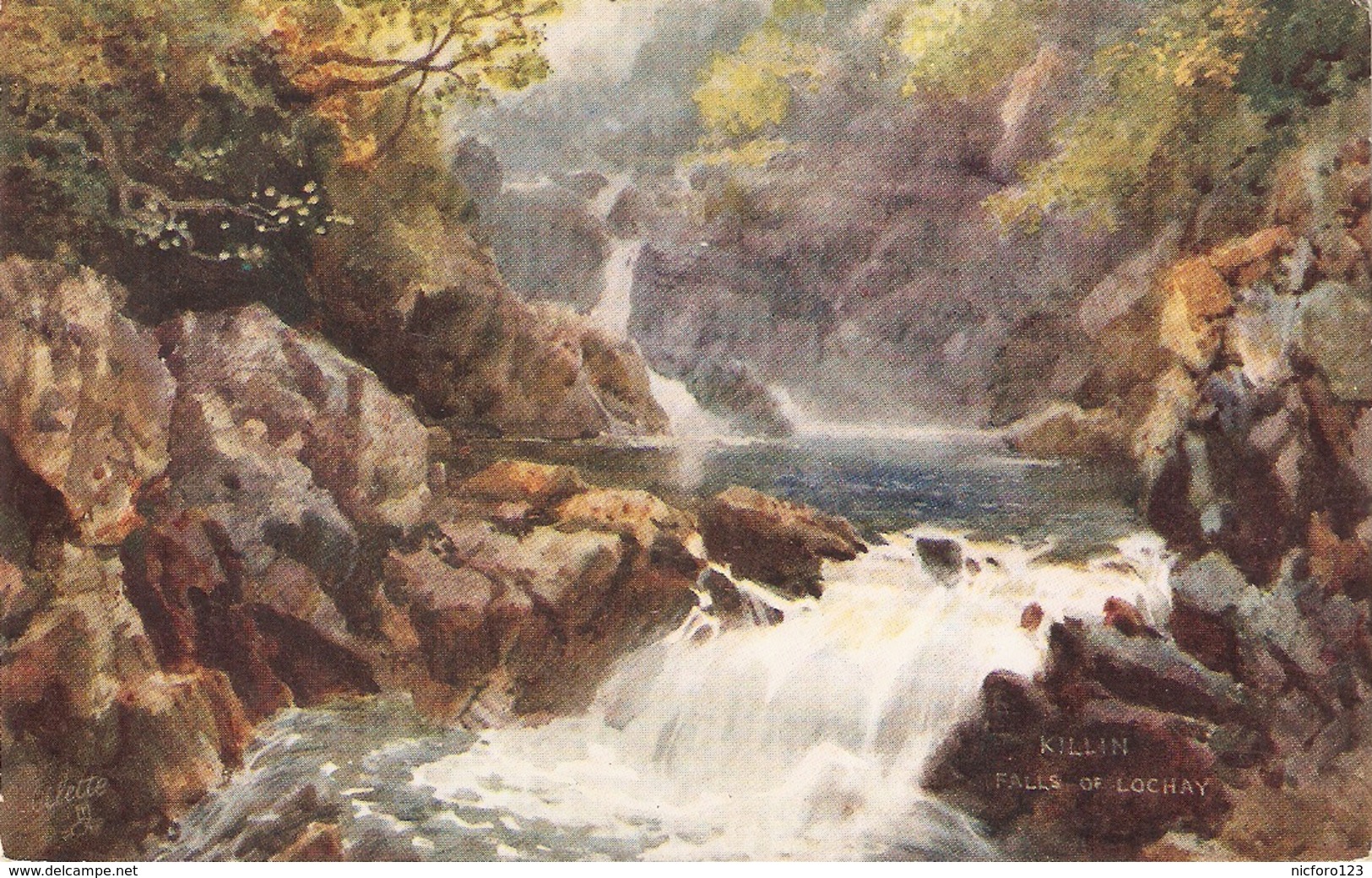 "H-B.Wimbush. The  Falls Of Locgar" Tuck Oilette Bonnie Scotlland.Loch Tay, Ser.PC # 7818 - Tuck, Raphael