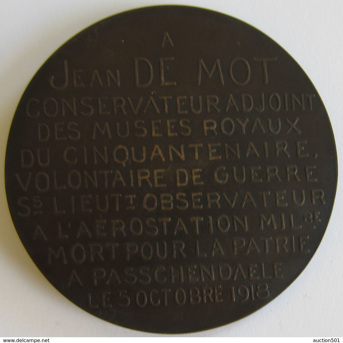 M05319  JEAN DE MOT CONSERVATEUR ADJOINT Des MUSEES ROYAUX - PASSCHENDAELE - GUERRE 14-18 (134 G) Son Profil - Firma's