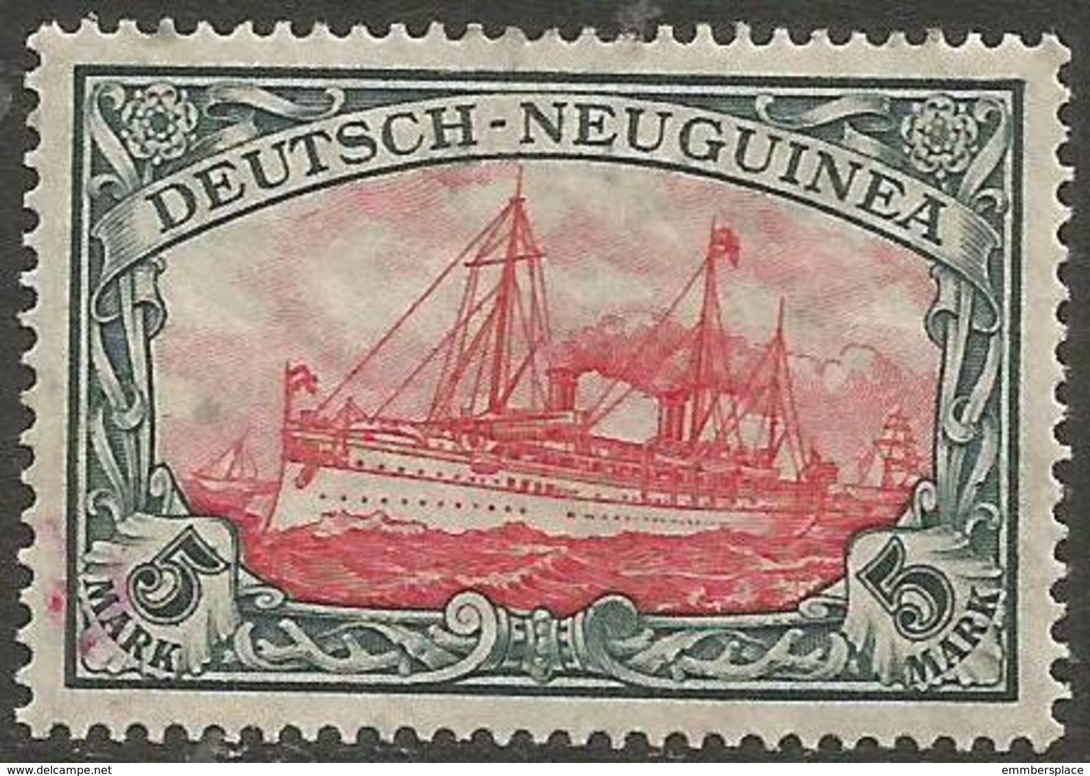 German New Guinea - 1914 Kaiser's Yacht 5mk Mint Hinged    Sc 23 - German New Guinea