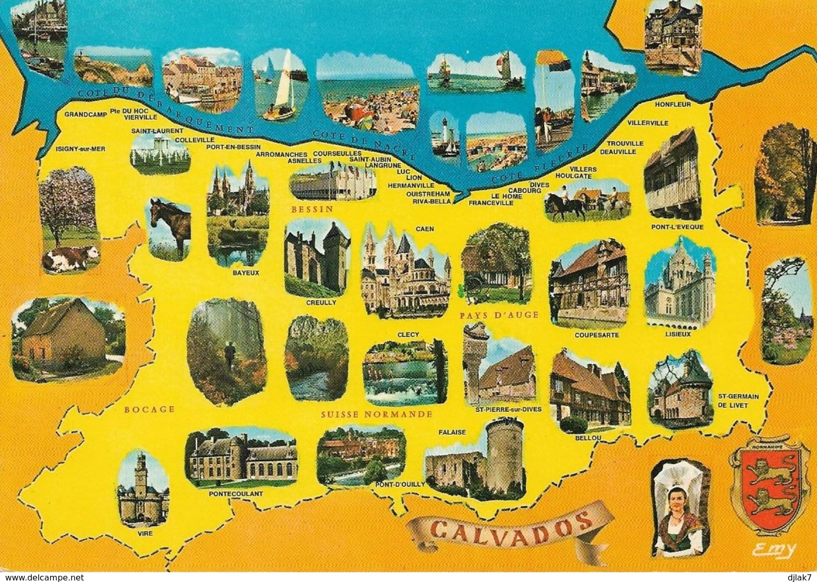 14 Carte Du Département Du Calvados Divers Aspects (2 Scans) - Autres & Non Classés