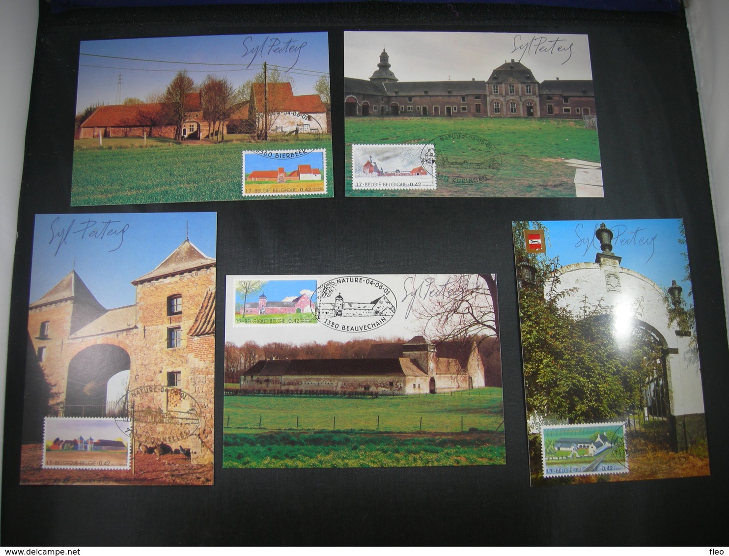 BELG.2001 3017-21 FDC's Maxicards : " Natuur - Grote Typische Boerderijen/Nature: Grandes Fermes Typiques " - 2001-2010