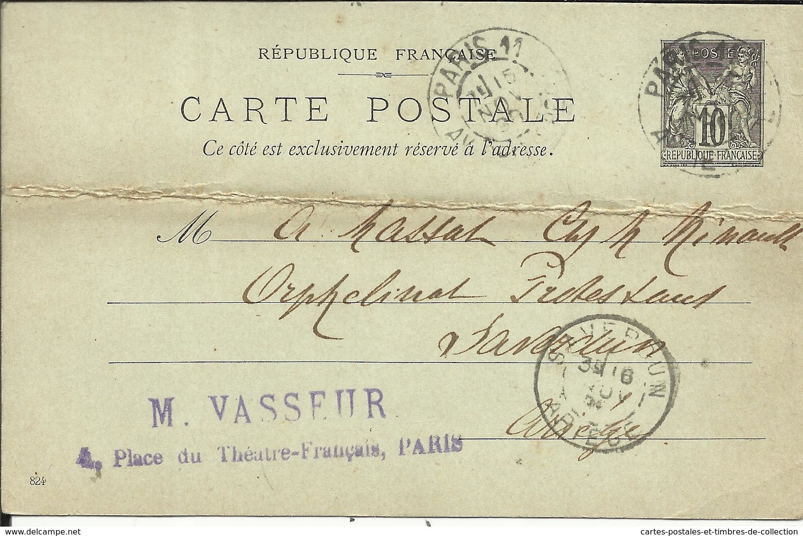 Entier Postal , 10 C , Type Sage , 1898 , N° YT 89 - CP4, Cachets De PARIS 11° ( Av. De L' Opéra ) , SAVERDUN - Cartes Précurseurs