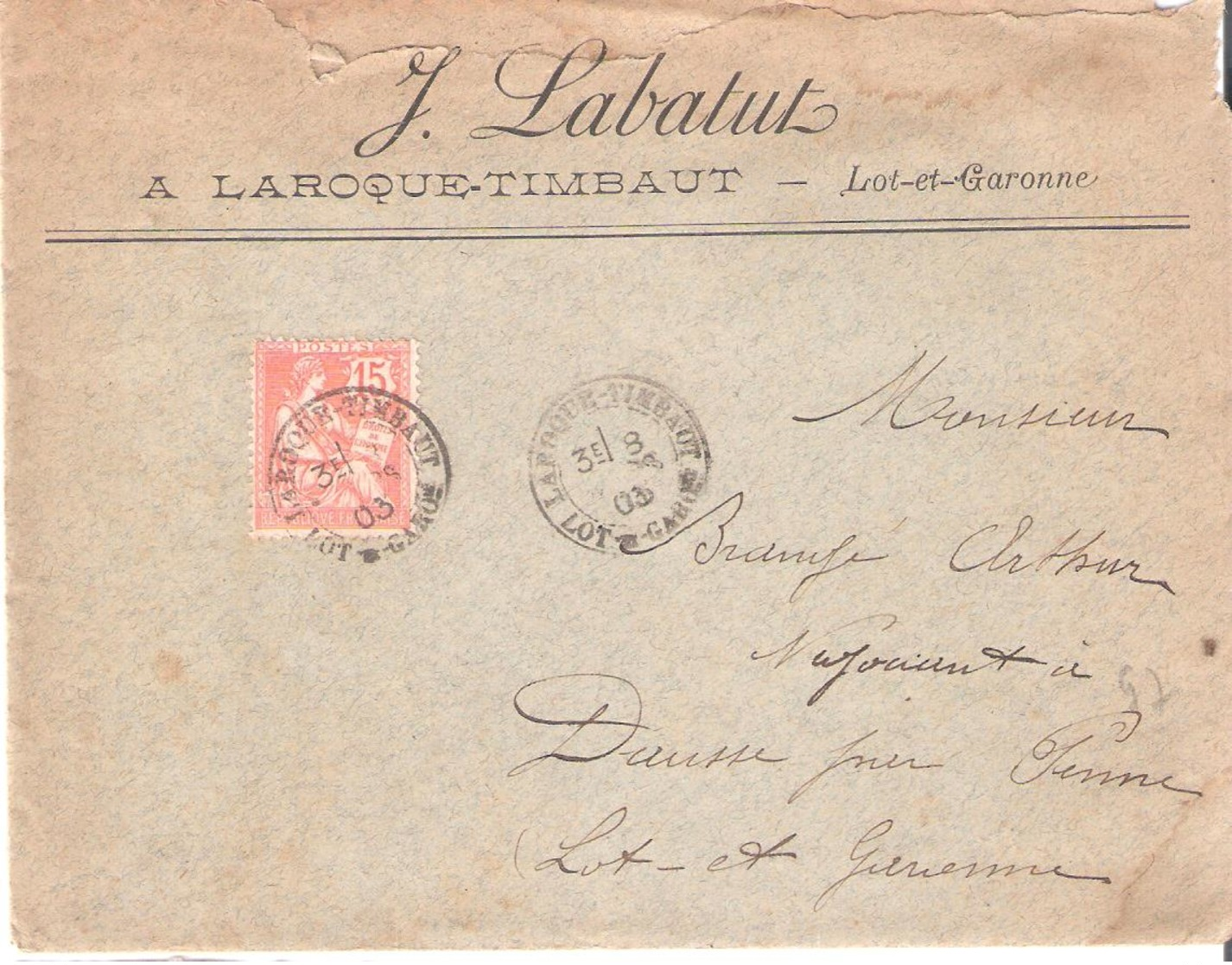 Lot Et Garonne :- LAROQUE TIMBAUT Dateur Type 18 - Manual Postmarks