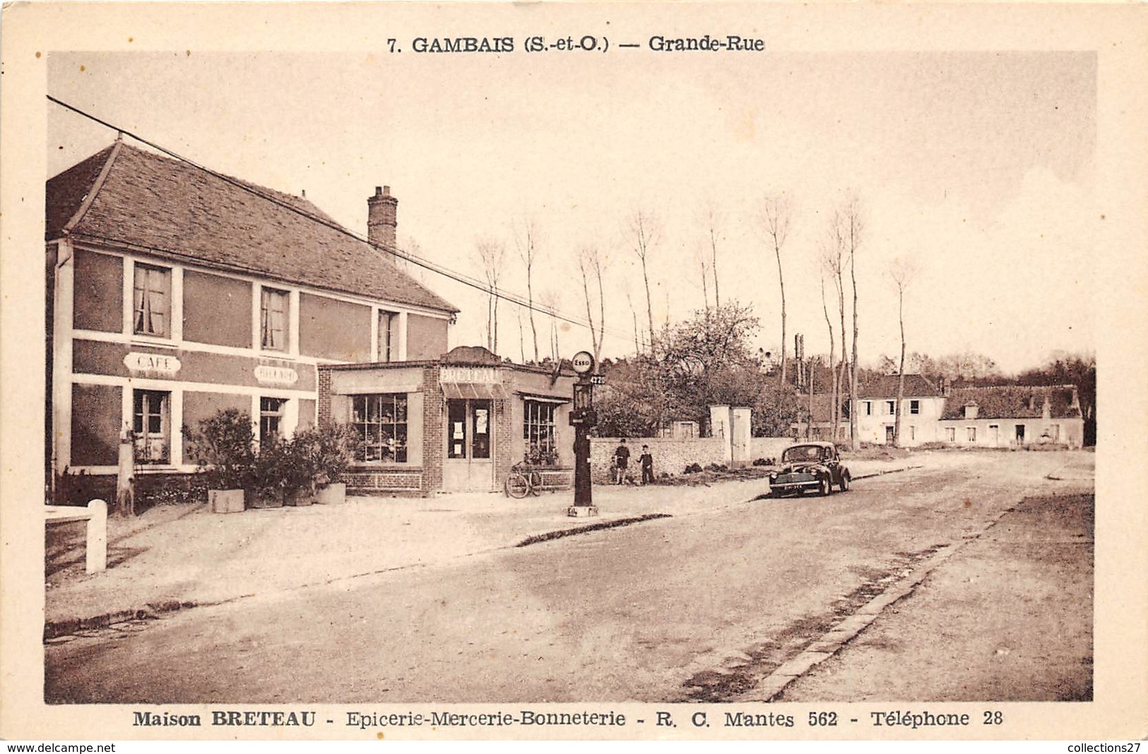 78-GAMBAIS- GRANDE RUE - MAISON BRETEAU- EPECERIE BONNETERIE , POMPE A ESSENCE - Autres & Non Classés