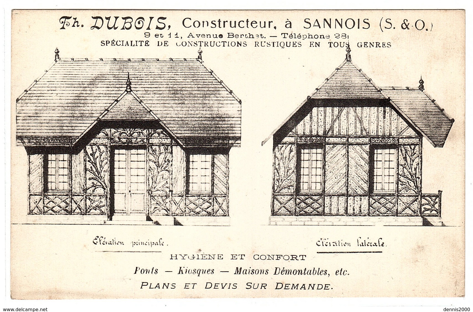 SANNOIS (95) - CARTE PUB - Th. DUBOIS, Constructeur à Sannois - Spécialité De Constructions Rustiques En Tous Genres - Sannois